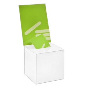 Losbox / Aktionsbox 200x200x200mm mit Topschild DIN A4 Hoch / blickdicht / Acryl - Bild 1 von 8