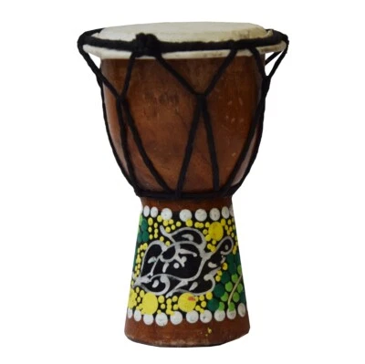 Djembe Trommel Bongo Afrika Holz bemalt Drum Klang Instrument Musik Dot Painting