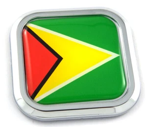 Guyana Flag Square Chrome rim Emblem Car 3D Decal Badge Hood Bumper sticker 2" - Bild 1 von 8
