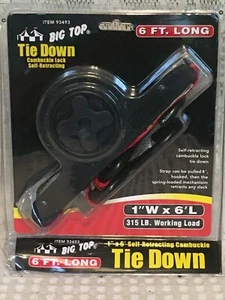 NEW - BIG TOP 6 FT ADJUSTABLE RATCHET TIE DOWN STRAP - 315 LBS. STRENGTH - Picture 1 of 3