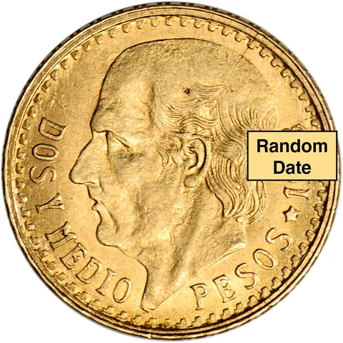 Mexico Gold 2 1/2 Peso .0603 oz - XF/AU - Random Date Cover