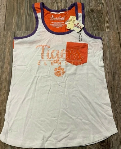 NWT Womens Clemson Tigers Very Cute White/Orange Logo Tank Top Size Medium Cover