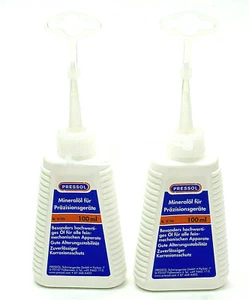 Aceite mineral fino PRESSOL para equipos de precisión, incoloro, botella de 2 x 100 ml - NUEVO - Imagen 1 de 4