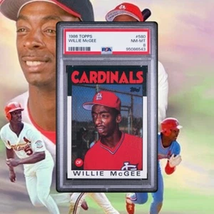 1986 Topps - #580 Willie McGee - PSA 8 - Picture 1 of 3