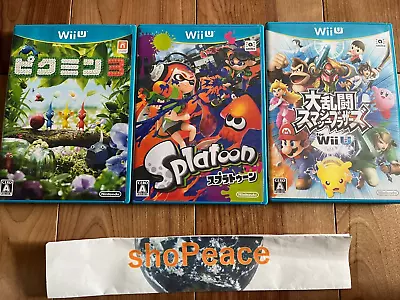Wii U GAME LOT3 Splatoon Super Smash Bros Pikmin 3 Nintendo Japanese Wii U Only - Image 1 of 2