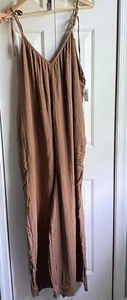 Old Navy Damen Overall Schulter zum Binden Baumwolle weites Bein braun Größe XXL Tall neu mit Etikett - Bild 1 von 7