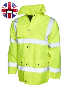 WWK Hi Vis Viz Mens Jacket Yellow cold waterproof rain work Coat storm - Picture 1 of 2