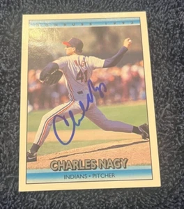 CHARLES NAGY AUTOGRAPHED 1992 DONRUSS BASEBALL CARD W/COA - Picture 1 of 1