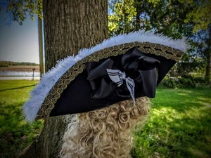 Wool Felt Hat Tricorn, Pirates of the Caribbean Hat, Colonial Tricorn, Black hat - Picture 1 of 3