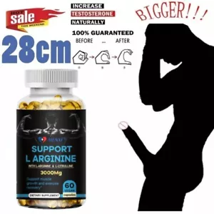 L-Arginine 60 Nitric Oxide,Testosterone Booster,Energy Support Capsules 3000 mg - Picture 1 of 10