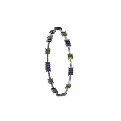 5.4ct Natürlich Amethyst Peridot Baguette Pflastern Diamant 925 Silber Schmuck - Bild 1 von 3