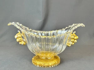 Mid-Century Barovier & Toso Murano Gilt Fleck 10 ¼” Oval Footed Bowl with Grapes - Picture 1 of 15