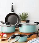 New 7 Piece Cookware Set Nonstick Coated Kitchen Pots And Pans Home Aqua Cooking