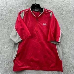 MIZUNO Jacket Mens Medium Red Short Sleeve 1/4 Zip Baseball Team Wear - Picture 1 of 11