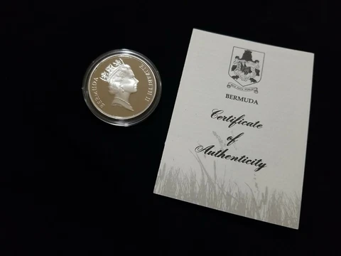 1986 Bermuda WWF $1 Proof Silver Coin plus COA Cover