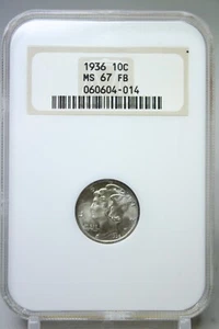 1936 Mercury Dime 10C NGC MS67 FB Old Fatty Holder #4014 - Picture 1 of 4