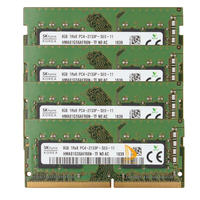 SK Hynix 32 GB DDR4 RAM 4x 8 GB 1RX8 PC4-2133P 17000 Mhz 260pin Laptop Memory - Image 1 of 4