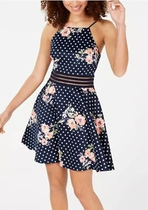 CITY STUDIO Womens Navy Fitted Illusion Waist Sleeveless Mini Dress - Size 5 - Picture 1 of 5