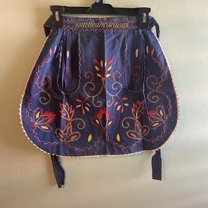 Waist Apron With Pockets Hand Sew And Embroidered Vintage 1980 - Picture 1 of 8