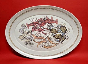 LJUNGBERG Melamine Platter Youngberg Art Collage ~ Crabs Shrimp Oysters Crawfish - Picture 1 of 9