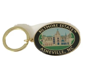 Vintage Biltmore Estate Keychain Asheville North Carolina Gold Tone Souvenir - Picture 1 of 5