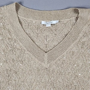 Chico's Holiday Gold Glitzer Pullover Kurzarm Gr. 4 US XXL - Bild 1 von 9