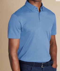 CHARLES TYRWHITT Men Ocean Blue Performance JERSEY SMART POLO Size XL NEW - Picture 1 of 13