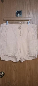 J Jill pantaloncino donna 100% lino taglia XL colore corallo floreale tue vita - Foto 1 di 7