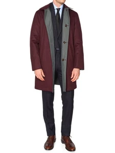KITON KIRED "Peak" Burgundy-Gray  Reversible Double Faced Coat NEW - Picture 1 of 13