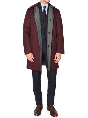 KITON KIRED "Peak" Burgundy-Gray  Reversible Double Faced Coat NEW - Image 1 of 4