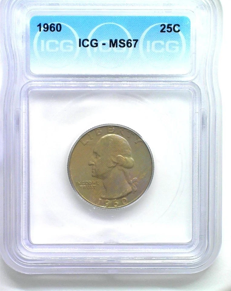 1960 Washington Quarter 25c ICG MS67 #3091601510 Great Value High Grade Coin - Image 1 of 4