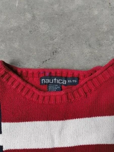 Nautica Sweater Mens Size XL Green/Navy Color Block Stripe Y2K - Picture 1 of 6