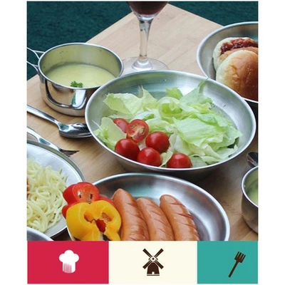 Stainless Steel Plate Set Suitable for Picnic Barbecue and Fruit Serving - Image 1 of 4