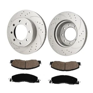 Front Brake Kits, Brake Rotors and Ceramic Front-53057+D1399 Drilled&Slotted - Picture 1 of 6