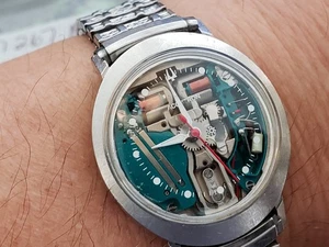 1971 Bulova Accutron Spaceview Watch 214 Flying Saucer Stainless steel Runs Gr8 - Picture 1 of 12