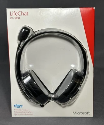 Microsoft LX-3000 LifeChat Headphones Headset Microphone Skype Gaming Open Box - Image 1 of 4