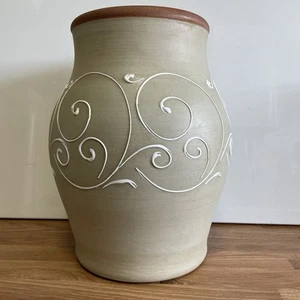 VINTAGE "DENBY" SAGE GREEN LARGE STONEWARE VASE - 26cms TALL - Picture 1 of 7