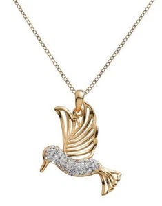 Brilliance Fine Jewelry Sterling Silver 18KT Gold Flash Hummingbird Necklace - Picture 1 of 3