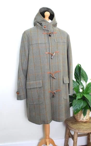 New WRIGHT & PEEL Olive Herringbone Tweed Duffle Coat Size XL 44/46 Toggle 54/56 - Picture 1 of 19