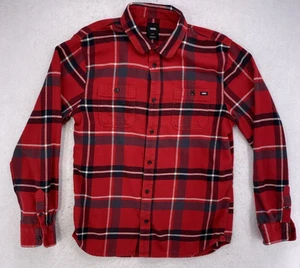 Men's Vans Classic Fit Red Plaid Flannel Long Sleeve Button-Up Shirt Size Large - Picture 1 of 9