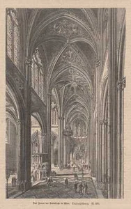 Le Intérieure De Eglise Votive En Vienne Chorhochkirche Gravure sur Bois De 1878 - Picture 1 of 1