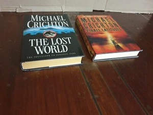 2x Michael Crichton Large Hardcover Books The Lost World + Pirate Latitudes Nice - Picture 1 of 14