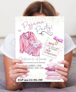 Pigiama personalizzato invito festa, pigiama party festa pigiama party per ragazze invito di compleanno, 512 - Foto 1 di 3