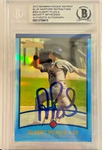 Albert Pujols Signed 2013 Bowman Rookie Reprint Blue #264 Beckett BAS Witnessed - Picture 1 of 2