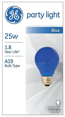 GE Party Light BLUE A19 TB/25W Medium Base #49724  Bulb Transparent Blue new - Image 1 of 3