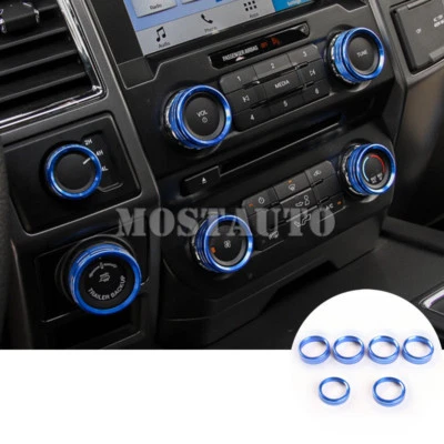 Tampa de acabamento de botão de ar condicionado interior 6 peças azul para Ford F150 F-150 2015-2019 - Imagem 1 de 4