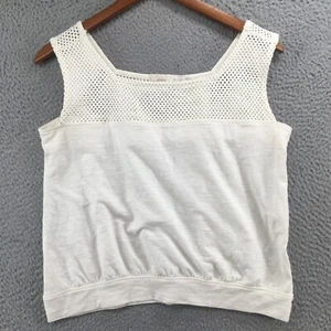 Camiseta sin mangas Prana para mujer S crema mezcla de algodón sin mangas tejido abierto ribete pulóver - Imagen 1 de 12