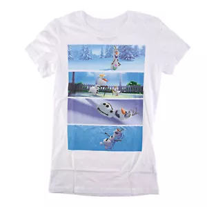 Disney Frozen Olaf Scene Sequence Juniors White T-Shirt - Picture 1 of 1