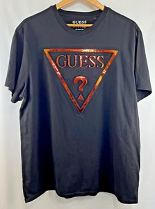GUESS XL Men's Black Graphic Tee Crew Neck T-Shirt Casual Fashion Logo Shirt - Picture 1 of 8