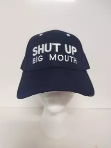 Navy Blue Baseball Hat "Shut Up Big Mouth" Embroidered Adjustable Back - Picture 1 of 4